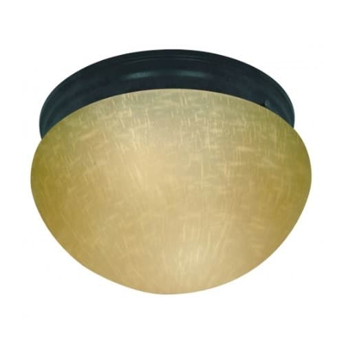 Nuvo 2-Light 10" Flush Mount Light, Mahogany Bronze, Champagne Linen Glass