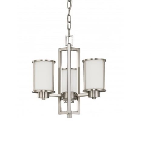 Nuvo 60W 17.75 in. Odeon Chandelier, White Satin, Brushed Nickel
