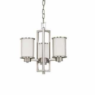 Nuvo 60W 17.75 in. Odeon Chandelier, White Satin, Brushed Nickel