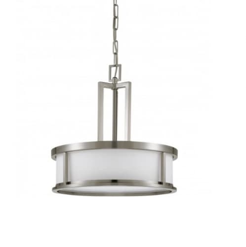 100W 17 in. Oden Light Pendant, White Satin, Brushed Nickel