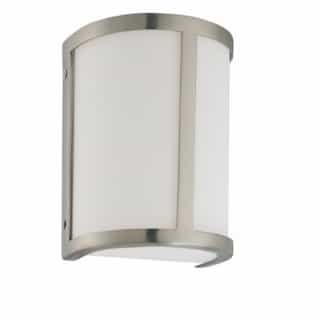 Nuvo 100W 8 in. Odeon Wall Sconce Light, White Satin, Brushed Nickel
