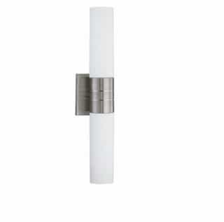 Nuvo Link Wall Sconce Light, Vertical Tube, 2-light, Brushed Nickel