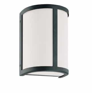 100W 8 in. Odeon Wall Sconce Light, White Satin, Aged Bronze