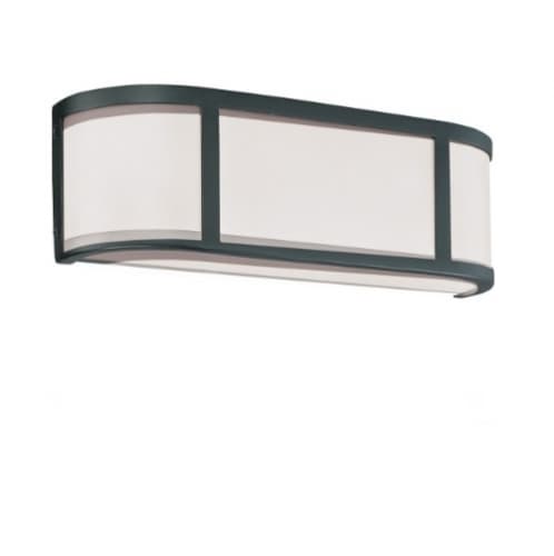 100W 5 in. Odeon Wall Sconce Light, White Satin, 2-Lights, Aged Bronze