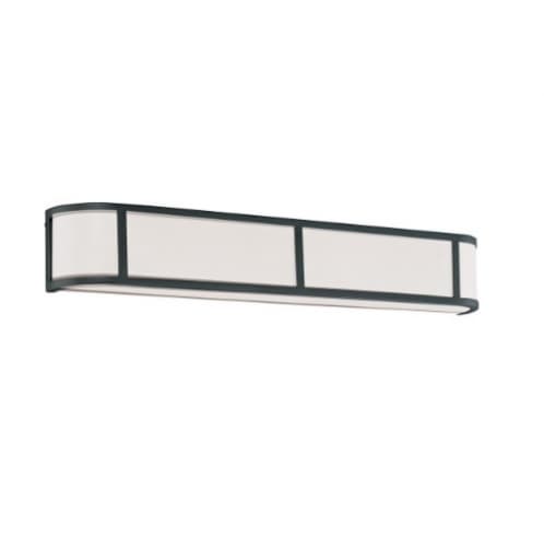 100W 5 in. Odeon Wall Sconce Light, White Satin, 4-Lights, Aged Bronze