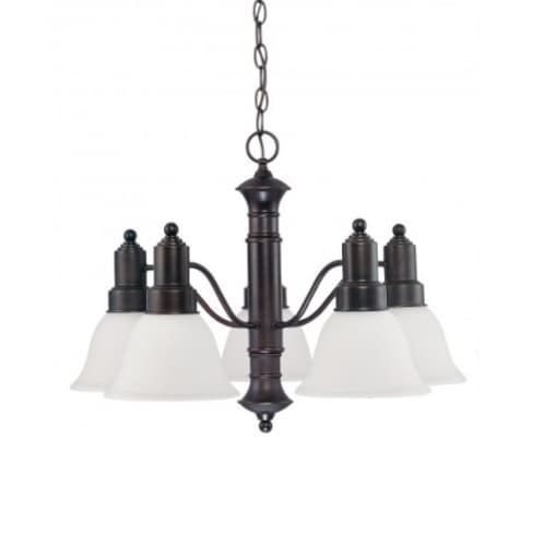 Nuvo 60W 24.5 in. Gotham Chandelier, Frosted White, Mahogany Bronze
