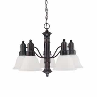 60W 24.5 in. Gotham Chandelier, Frosted White, Mahogany Bronze