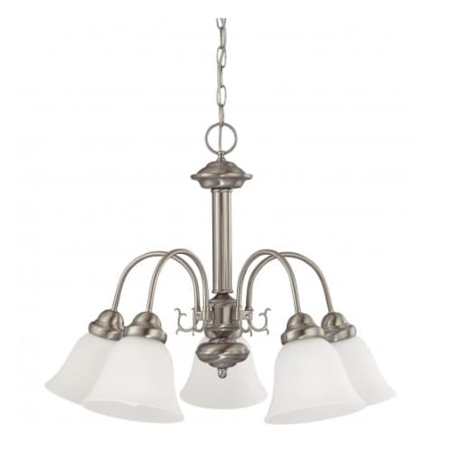 Nuvo 60W Ballerina 24" Chandelier w/ Frosted White Glass, Brushed Nickel