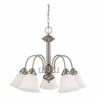 60W Ballerina 24" Chandelier w/ Frosted White Glass, Brushed Nickel