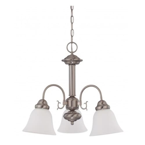 Nuvo 60W Ballerina 20" Chandelier w/ Frosted White Glass, Brushed Nickel
