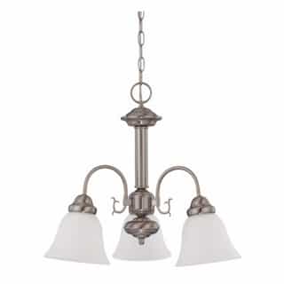 60W Ballerina 20" Chandelier w/ Frosted White Glass, Brushed Nickel