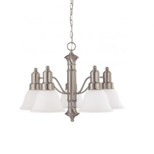 Nuvo 60W 24.5 in. Gotham Chandelier, Frosted White, Brushed Nickel