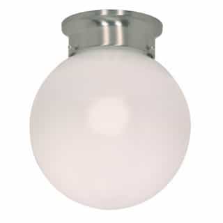 Nuvo 6" Flush Mount Light Fixture, Brushed Nickel, White Glass