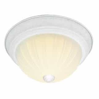 Nuvo 11" 2-Light Flush Mount Light Fixture, White, Frosted Melon Glass