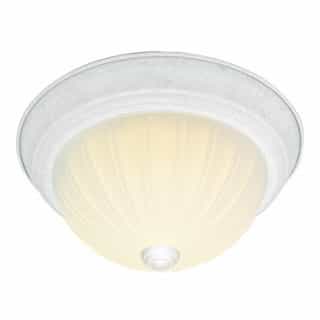 Nuvo 13" 2-Light Flush Mount Light Fixture, White, Frosted Melon Glass
