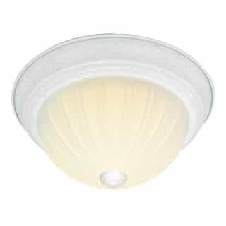 Nuvo 15" 3-Light Flush Mount Light Fixture, White, Frosted Melon Glass