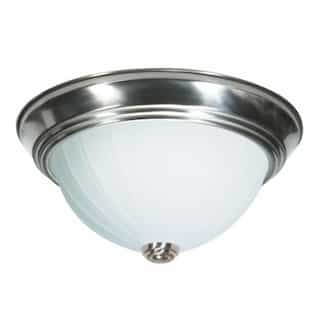 Nuvo 11" 2-Light Flush Mount Light Fixture, Brushed Nickel, Frosted Melon Glass