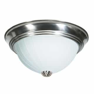 Nuvo 13" 2-Light Flush Mount Light Fixture, Brushed Nickel, Frosted Melon Glass