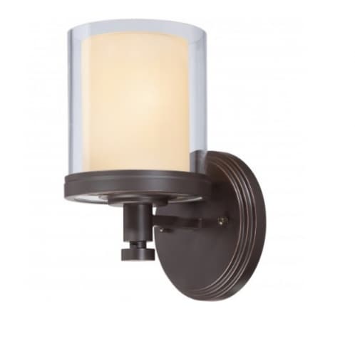100W Decker Vanity Light, Clear & Cream, 1-Light, Sudbury Bronze