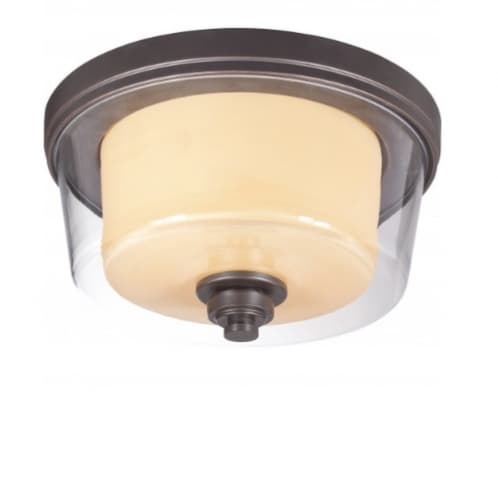 60W Decker Flush Mount Ceiling Light, Clear & Cream, Sudbury Bronze