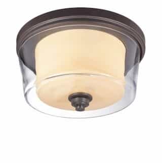 Nuvo 60W Decker Flush Mount, Medium, Clear & Cream, 3-Light, Sudbury Bronze
