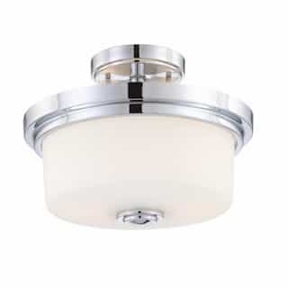 60W Soho Semi-Flush Mount Light Fixture, 2-Light, Satin White Glass