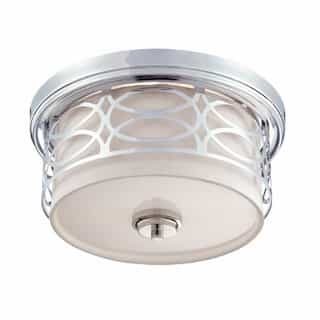Harlow Flush Dome Light Fixture, Gray Fabric Shade