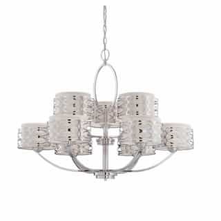 Nuvo Harlow Chandelier Light, Gray Fabric Shades