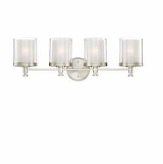 Nuvo 100W Decker Vanity Light, Clear & Frosted, 4-Light, Brushed Nickel