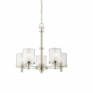 Nuvo 60W Decker Chandelier Light, Clear & Frosted, 5-Light, Brushed Nickel