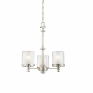 Nuvo 60W Decker Chandelier Light, Clear & Frosted, 3-Light, Brushed Nickel
