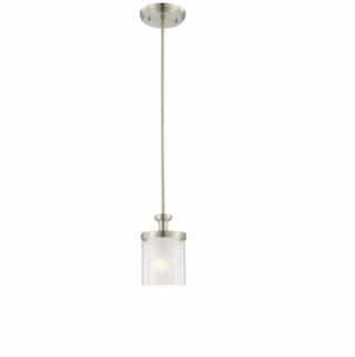 Nuvo 60W Decker Pendant Light, Clear & Frosted, 1-Light, Brushed Nickel