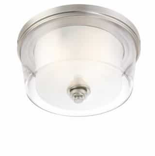 Nuvo 60W Decker Flush Mount, Large, Clear & Frosted, 3-Light, Brushed Nickel