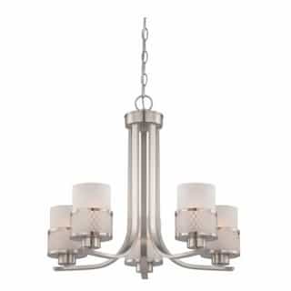 60W Chandelier w/ Frosted Glass, Brushed Nickel