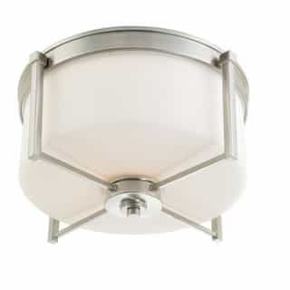 Wright Large Flush Light Fixture, Satin White Glass
