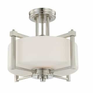 Nuvo Wright Semi Flush Light Fixture, Satin White Glass