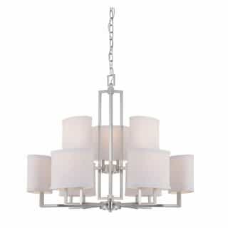 Nuvo 60W 9-Light Chandelier w/ Fabric Shades, Brushed Nickel