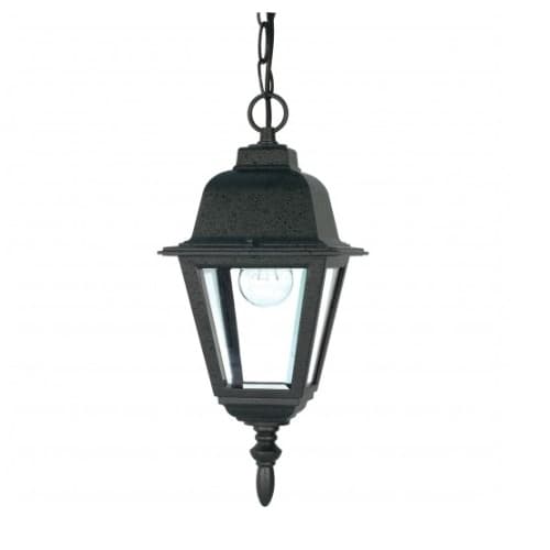 Nuvo 10" Briton Hanging Lantern Light, Clear Glass, Textured Black 