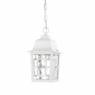 Nuvo 11" Banyon Outdoor Hanging Light, Clear Water Glass, White