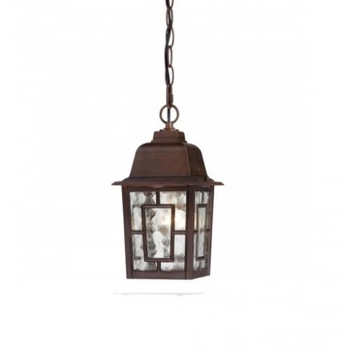 11" Banyon Outdoor Hanging Light, Clear Water Glass, Rustic Bronze