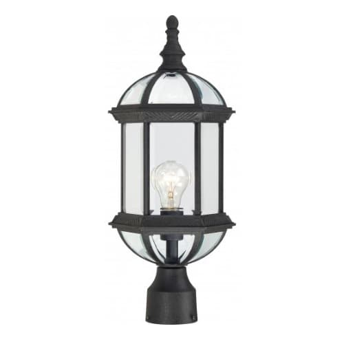 100W 19" 1-Light Outdoor Post Lantern, Textured Black