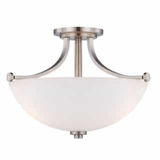 60W 3-Light Semi-Flush Mount Ceiling Light, Brushed Nickel