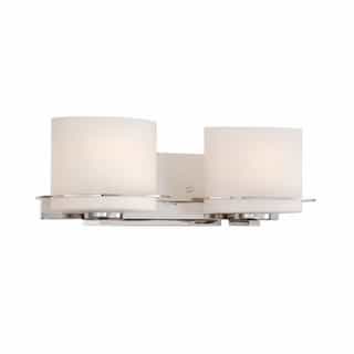 Nuvo Loren 2-Light Vanity Light Fixture, Polished Nickel, Etched Opal Glass