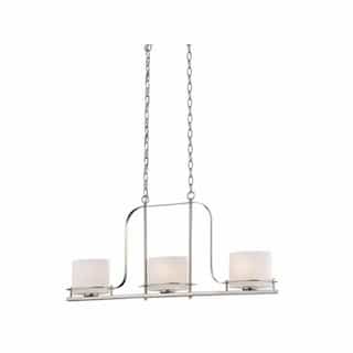 Nuvo Loren Island Pendant Light Fixture, Polished Nickel, Etched Opal Glass