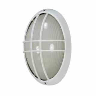 13-in Bulk Head Fixture, Oval Cage, White