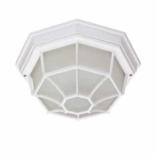 12in Outdoor Flush Mount Light, Spider Cage, White
