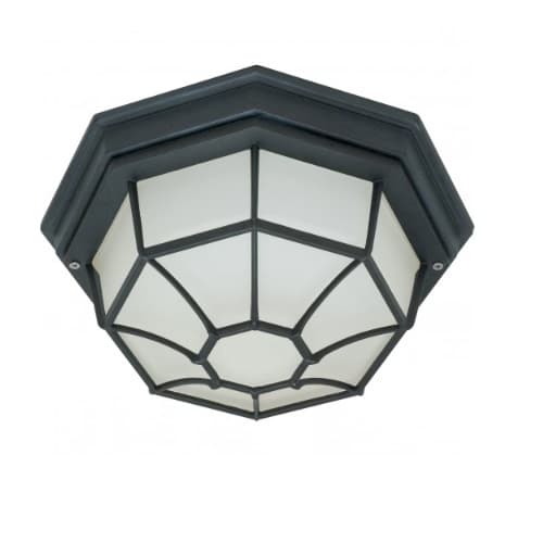 Nuvo 12in Outdoor Flush Mount Light, Spider Cage, Textured Black