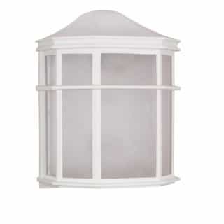 10in Outdoor Wall Lantern, Cage, White