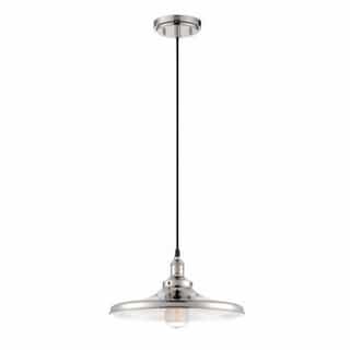 Nuvo 100W Vintage 6.75" Pendant Light Fixture w/ Matching Shade, Polished Nickel