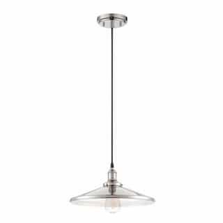 100W Vintage 6.5" Pendant Light Fixture w/ Matching Shade, Polished Nickel